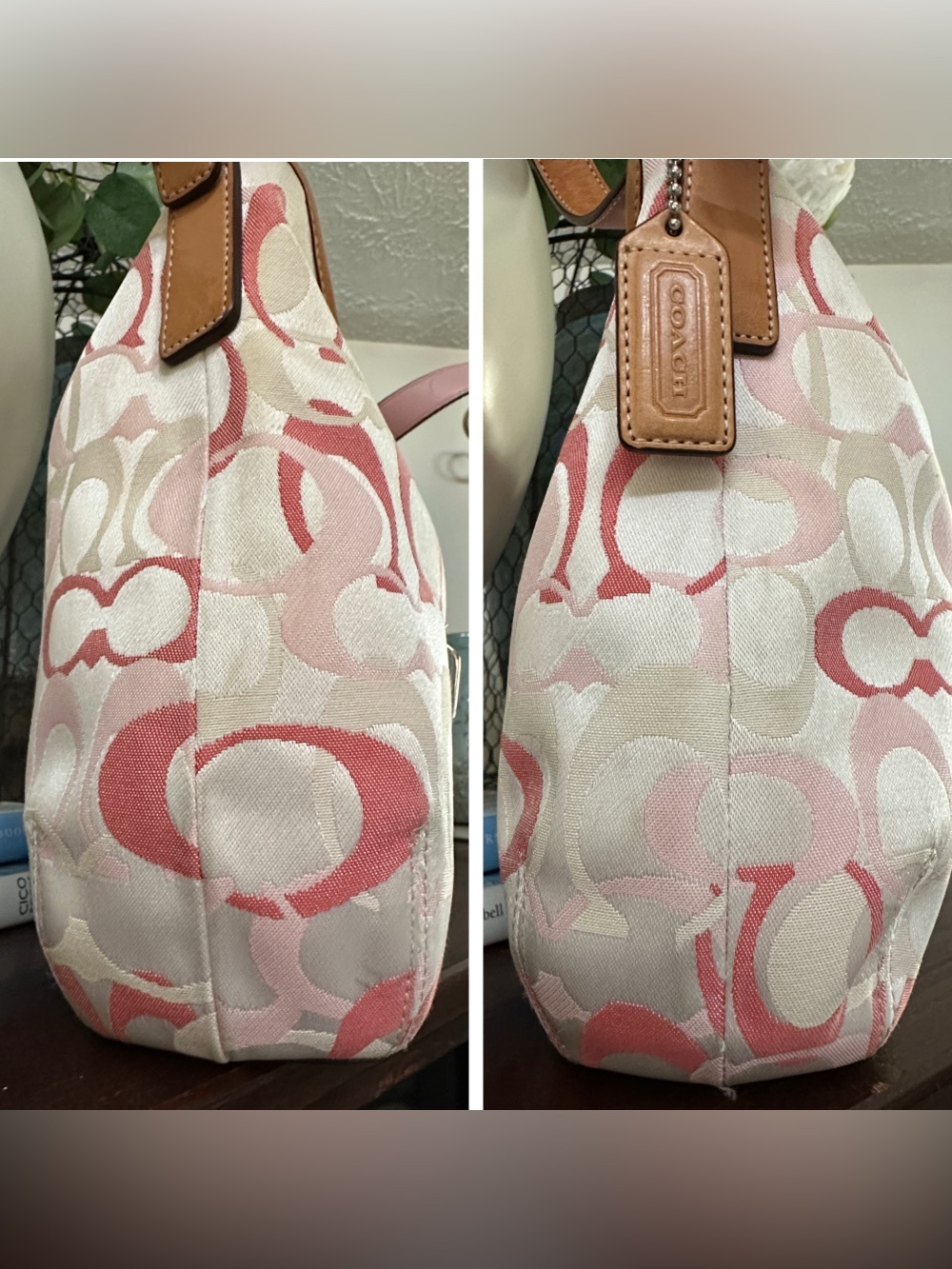 Rare Y2K Coach Pink Signature Optic C Hampton Clip Hobo - Picture 7 of 17